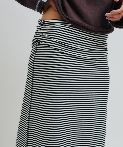 atmos pink（アトモスピンク）の「atmos pink Border Long Skirt / アトモス ピンク ボーダー ロング スカート（スカート・レディース・ピンク/ホワイト・FREE）」の9枚目の写真