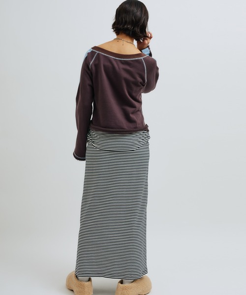 atmos pink（アトモスピンク）の「atmos pink Border Long Skirt / アトモス ピンク ボーダー ロング スカート（スカート・レディース・ピンク/ホワイト・FREE）」の11枚目の写真