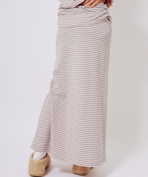 atmos pink（アトモスピンク）の「atmos pink Border Long Skirt / アトモス ピンク ボーダー ロング スカート（スカート・レディース・ピンク/ホワイト・FREE）」の18枚目の写真