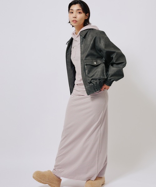 atmos pink（アトモスピンク）の「atmos pink Border Long Skirt / アトモス ピンク ボーダー ロング スカート（スカート・レディース・ピンク/ホワイト・FREE）」の19枚目の写真