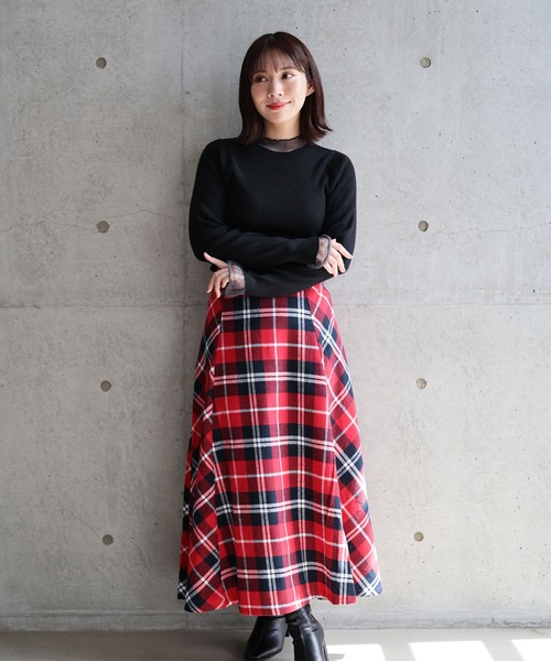 Ruwan yu(ルワンユー)の「異素材切替シアーハイネックニット【大きいサイズ対応】(ニット/セーター・レディース・ブラック・4L/3L/LL/L)」の5枚目の写真