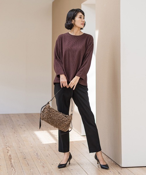 la.f…(ラエフ)の「つぶつぶジョーゼットカットソー≪洗濯機で洗える≫(Tシャツ/カットソー・レディース・ブラウン/ホワイト/チャコールグレー・9号)」の8枚目の写真