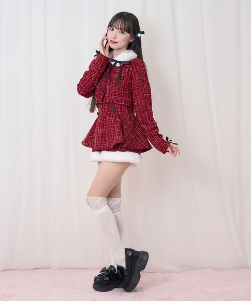 Honey Cinnamon（ハニーシナモン）の「裾ファーツイードペプラムショートパンツ（その他パンツ・レディース・ホワイト/ボルドー・FREE）」の8枚目の写真