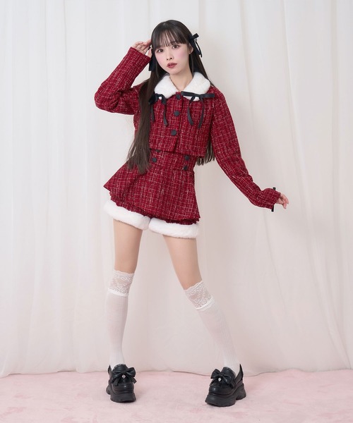 Honey Cinnamon（ハニーシナモン）の「裾ファーツイードペプラムショートパンツ（その他パンツ・レディース・ホワイト/ボルドー・FREE）」の9枚目の写真