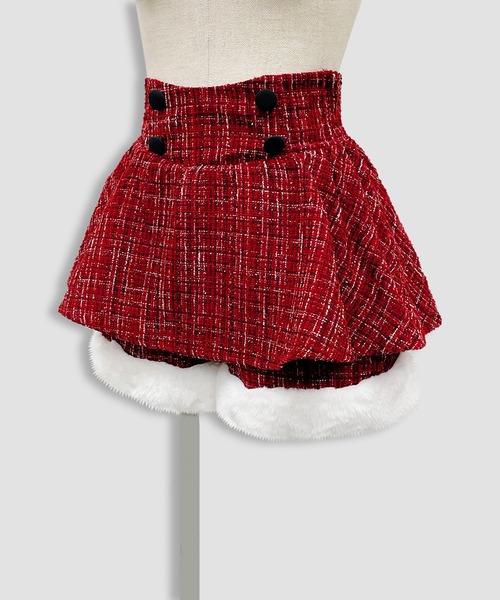 Honey Cinnamon（ハニーシナモン）の「裾ファーツイードペプラムショートパンツ（その他パンツ・レディース・ホワイト/ボルドー・FREE）」の11枚目の写真