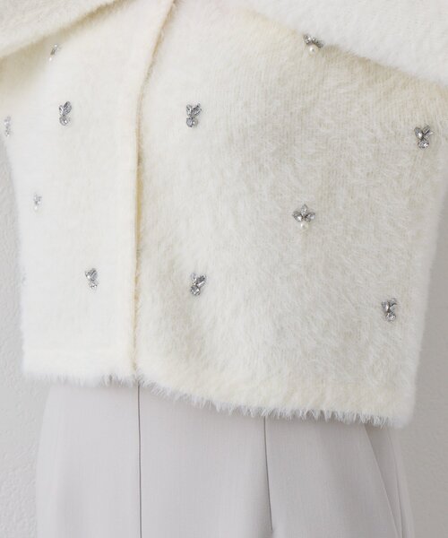 La boutique BonBon(ラブティックボンボン)の「【今すぐお届け!】フェザーヤーンビジュー刺繍ジャケットカーディガン(カーディガン/ボレロ・レディース・オフホワイト/チャコールグレー/ピンク・FREE)」の20枚目の写真