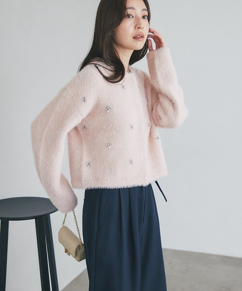 お気に入り選挙3位！】フェザーヤーンビジュー刺繍ジャケット