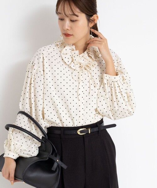 ノーリーズ（NOLLEY’S）/ウォッシャブル襟フリルブラウス セール】ウォッシャブル襟フリルブラウス（シャツ/ブラウス