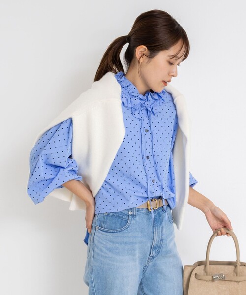 セール】ウォッシャブル襟フリルブラウス（シャツ/ブラウス