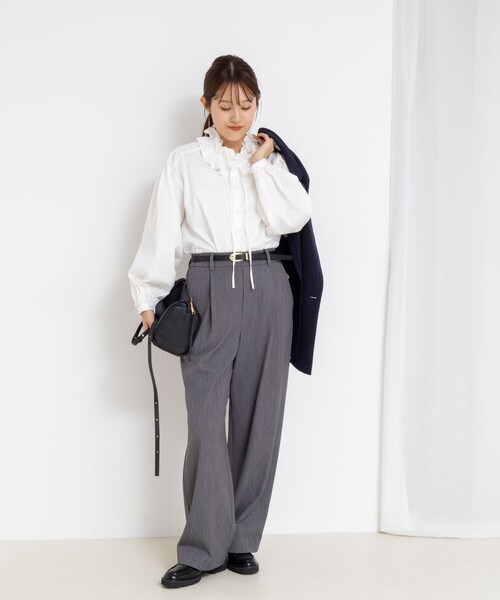 セール】ウォッシャブル襟フリルブラウス（シャツ/ブラウス