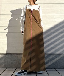 Q | コーデュロイZIPキャミワンピース(ワンピース)