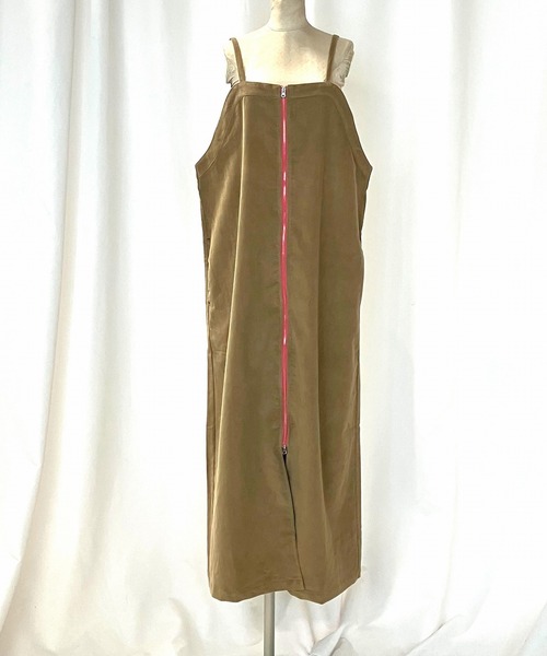 Q（キュー）の「コーデュロイZIPキャミワンピース（ワンピース・レディース・ダークベージュ/グリーン・MEDIUM）」の3枚目の写真