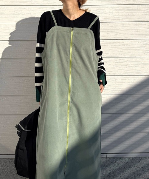 Q（キュー）の「コーデュロイZIPキャミワンピース（ワンピース・レディース・ダークベージュ/グリーン・MEDIUM）」の19枚目の写真