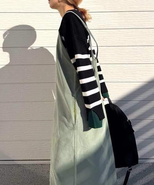 Q（キュー）の「コーデュロイZIPキャミワンピース（ワンピース・レディース・ダークベージュ/グリーン・MEDIUM）」の20枚目の写真