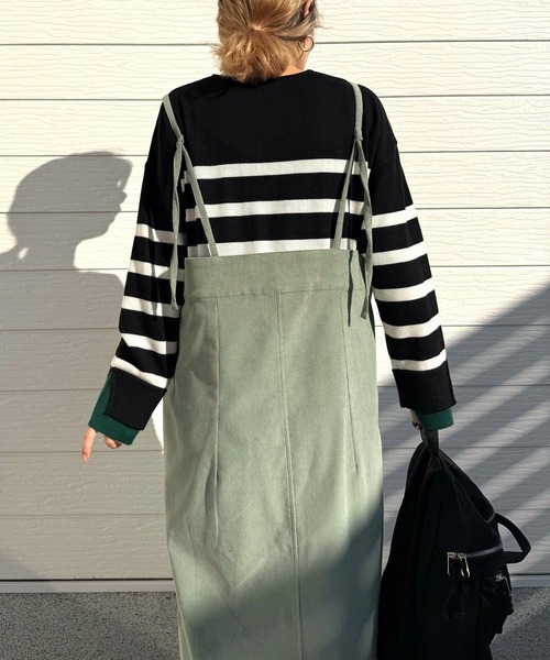 Q（キュー）の「コーデュロイZIPキャミワンピース（ワンピース・レディース・ダークベージュ/グリーン・MEDIUM）」の21枚目の写真