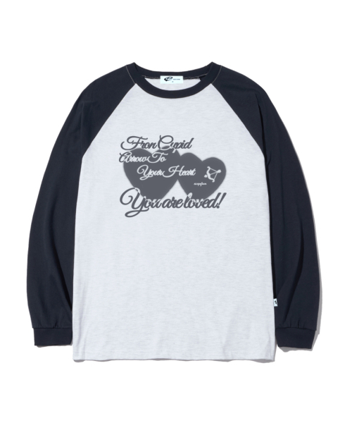 ESCAPEFROM(エスケープフロム)の「ブラーハートテキストプリントロングスリーブネイビー(Tシャツ/カットソー・レディース・その他・MEDIUM/LARGE/SMALL)」の1枚目の写真