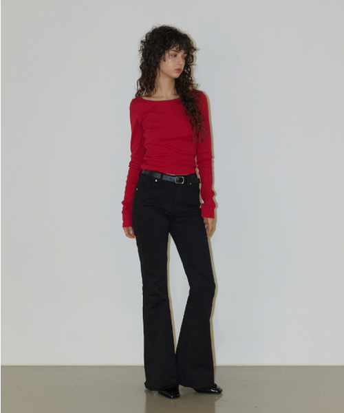 RENSE(レンセ)の「Mid-Rise Boot Cut Pants Black(その他パンツ・レディース・その他・SMALL)」の1枚目の写真