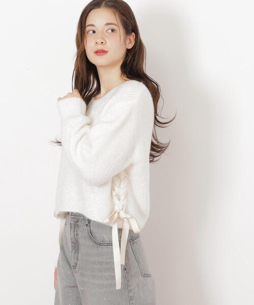 ◇サイドリボンフィルムフェザーニット（ニット/セーター）｜JILL by