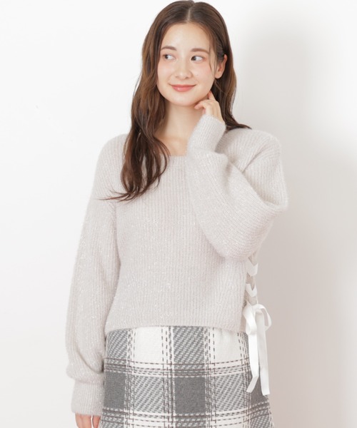 JILL by JILL STUART(ジルバイジルスチュアート)の「◇サイドリボンフィルムフェザーニット(ニット/セーター・レディース・グレー/ブルー/ホワイト/ピンク・FREE)」の3枚目の写真