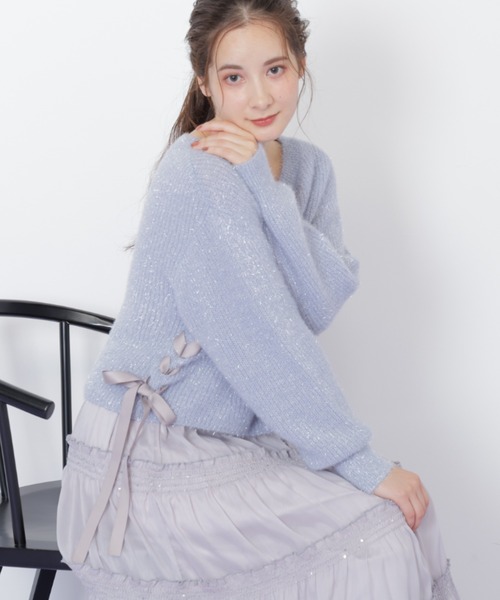 ◇サイドリボンフィルムフェザーニット（ニット/セーター）｜JILL by