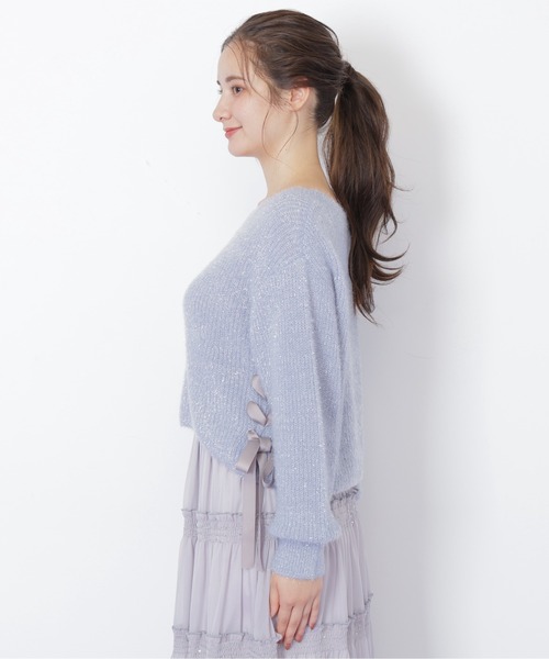 JILL by JILL STUART(ジルバイジルスチュアート)の「◇サイドリボンフィルムフェザーニット(ニット/セーター・レディース・グレー/ブルー/ホワイト/ピンク・FREE)」の5枚目の写真