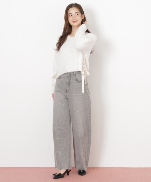 JILL by JILL STUART(ジルバイジルスチュアート)の「◇サイドリボンフィルムフェザーニット(ニット/セーター・レディース・グレー/ブルー/ホワイト/ピンク・FREE)」の19枚目の写真