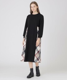 BLUE LABEL CRESTBRIDGE | ウールミックスポンチパーシャルチェックドレス(ワンピース)