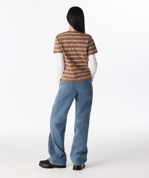 MUSINSA STANDARD WOMAN（ムシンサスタンダードウーマン）の「ウィメンズディバイディッドレギュラーフィットデニムパンツ[ライトインディゴ]（デニムパンツ・レディース・その他・32/30/24/25/26/27/28/29）」の2枚目の写真