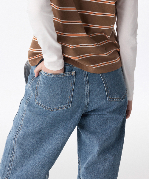 MUSINSA STANDARD WOMAN（ムシンサスタンダードウーマン）の「ウィメンズディバイディッドレギュラーフィットデニムパンツ[ライトインディゴ]（デニムパンツ・レディース・その他・32/30/24/25/26/27/28/29）」の5枚目の写真