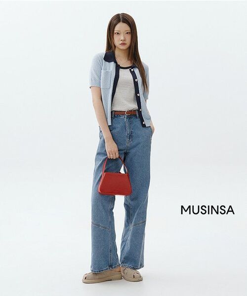 MUSINSA STANDARD WOMAN（ムシンサスタンダードウーマン）の「ウィメンズディバイディッドレギュラーフィットデニムパンツ[ライトインディゴ]（デニムパンツ・レディース・その他・32/30/24/25/26/27/28/29）」の8枚目の写真