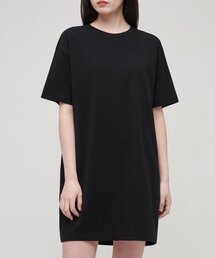 ウィメンズクルーネックTシャツドレス[ブラック]