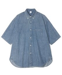 PARTIMENTO（パルティメント）の「ストーンウォッシングデニムAラインオーバーフィットハーフシャツブルー（シャツ/ブラウス）」