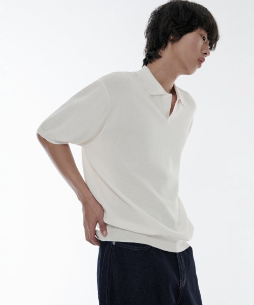 MUSINSA STANDARD（ムシンサスタンダード）の「クールタッチスリットネックニットポロシャツ[アイボリー]（ニット/セーター・メンズ・その他・XX-LARGE/LARGE/MEDIUM/SMALL/X-LARGE）」の3枚目の写真