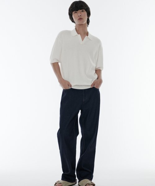 MUSINSA STANDARD（ムシンサスタンダード）の「クールタッチスリットネックニットポロシャツ[アイボリー]（ニット/セーター・メンズ・その他・XX-LARGE/LARGE/MEDIUM/SMALL/X-LARGE）」の4枚目の写真