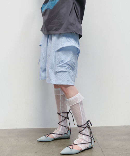 Textured Strap Pants [Sky Blue]