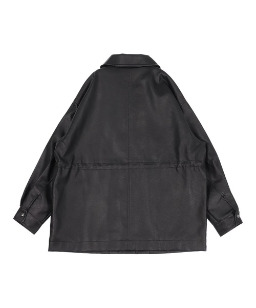 ANAP(アナップ)の「ドローストリングカバーオールフェイクレザージャケット(その他アウター・レディース・ブラック・F)」の12枚目の写真