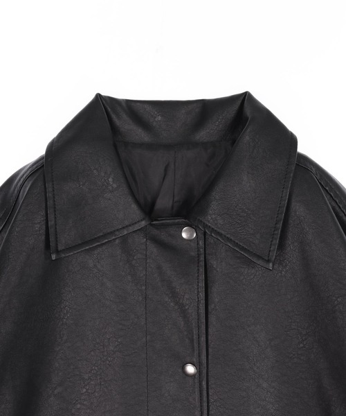 ANAP(アナップ)の「ドローストリングカバーオールフェイクレザージャケット(その他アウター・レディース・ブラック・F)」の13枚目の写真