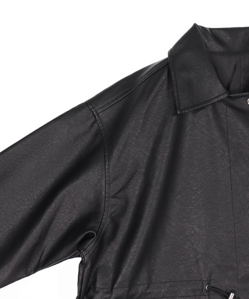 ANAP(アナップ)の「ドローストリングカバーオールフェイクレザージャケット(その他アウター・レディース・ブラック・F)」の15枚目の写真