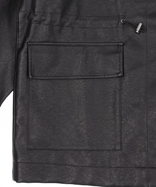 ANAP(アナップ)の「ドローストリングカバーオールフェイクレザージャケット(その他アウター・レディース・ブラック・F)」の7枚目の写真