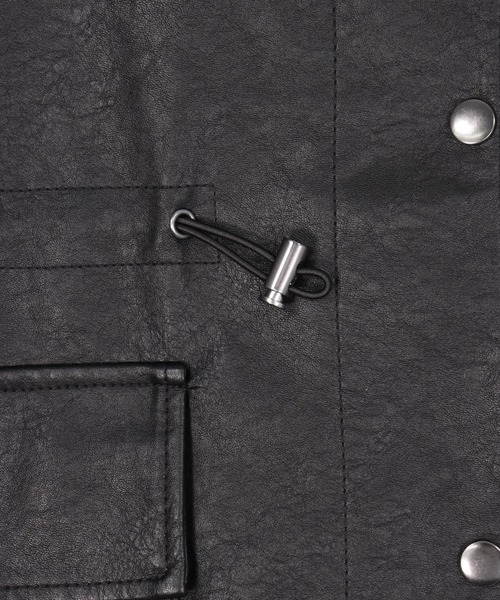 ANAP(アナップ)の「ドローストリングカバーオールフェイクレザージャケット(その他アウター・レディース・ブラック・F)」の8枚目の写真