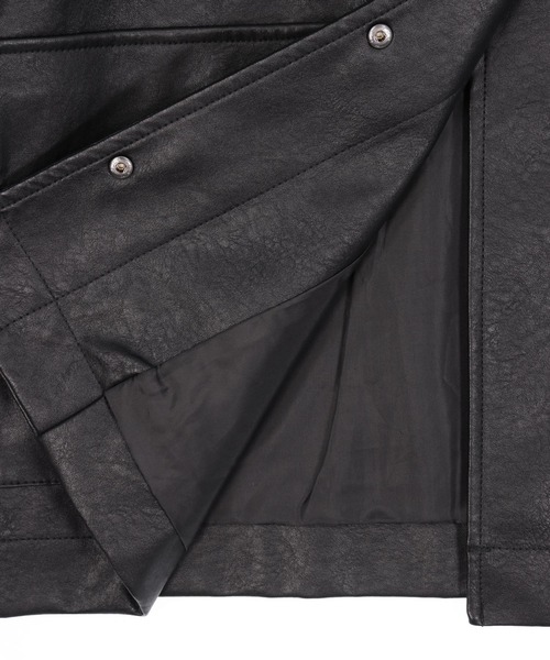 ANAP(アナップ)の「ドローストリングカバーオールフェイクレザージャケット(その他アウター・レディース・ブラック・F)」の9枚目の写真