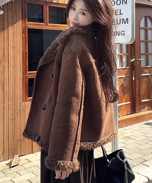 セール】トグルボタンフェイクムートンジャケット（ムートンコート