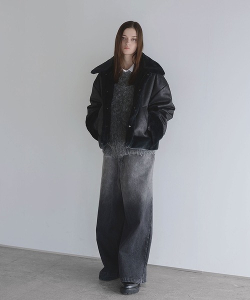 ルーズシルエットフェイクムートンジャケット（ムートンコート