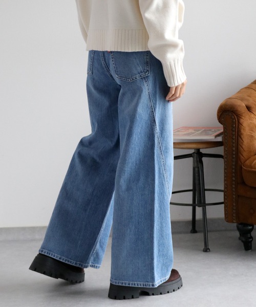 cepo（セポ）の「ラインキリカエバギーデニムパンツ（デニムパンツ・レディース・ワンウォッシュ/ブルー系3・S/M）」の12枚目の写真