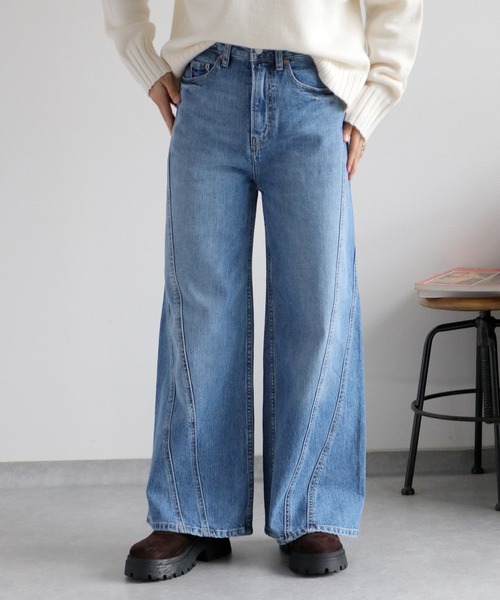 cepo（セポ）の「ラインキリカエバギーデニムパンツ（デニムパンツ・レディース・ワンウォッシュ/ブルー系3・S/M）」の9枚目の写真