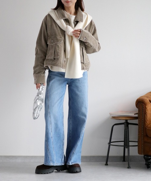 cepo（セポ）の「ラインキリカエバギーデニムパンツ（デニムパンツ・レディース・ワンウォッシュ/ブルー系3・S/M）」の4枚目の写真