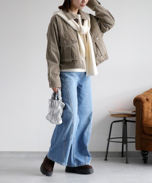 cepo（セポ）の「ラインキリカエバギーデニムパンツ（デニムパンツ・レディース・ワンウォッシュ/ブルー系3・S/M）」の8枚目の写真