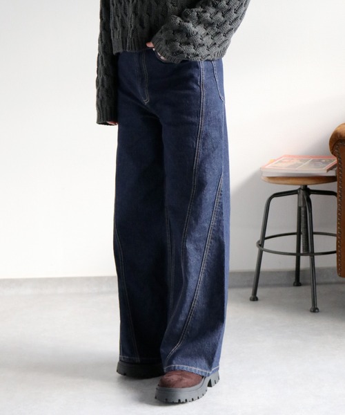 cepo（セポ）の「ラインキリカエバギーデニムパンツ（デニムパンツ・レディース・ワンウォッシュ/ブルー系3・S/M）」の22枚目の写真