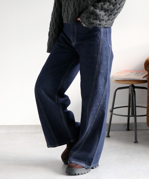 cepo（セポ）の「ラインキリカエバギーデニムパンツ（デニムパンツ・レディース・ワンウォッシュ/ブルー系3・S/M）」の20枚目の写真