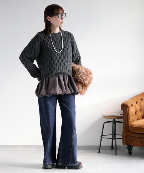 cepo（セポ）の「ラインキリカエバギーデニムパンツ（デニムパンツ・レディース・ワンウォッシュ/ブルー系3・S/M）」の16枚目の写真